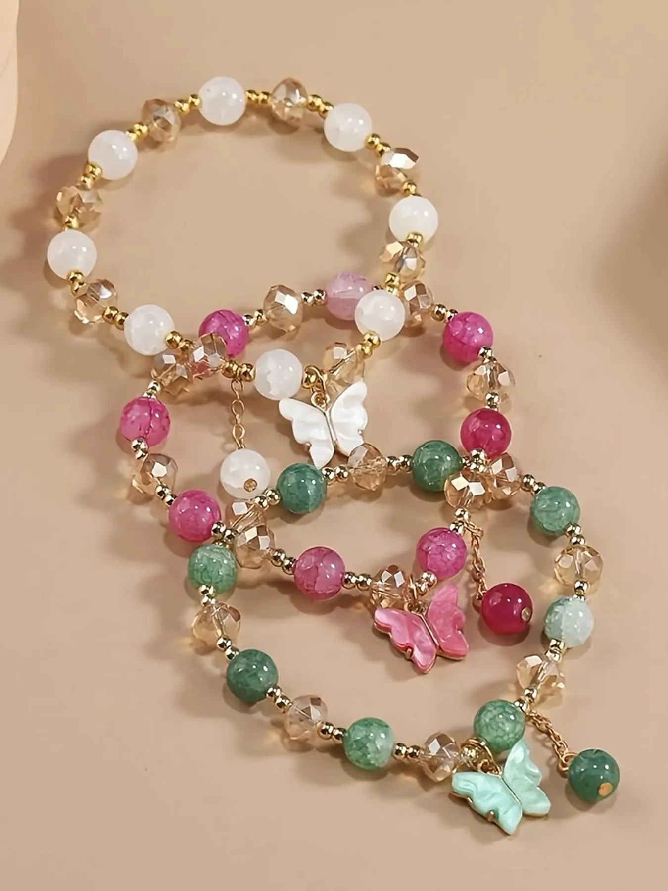 Mother's Day Gift Boho Style Beaded Bracelet, Bohemian Bracelets, Fashionable Butterfly Charm Decor Beaded Bracelet for Women & Girls, Elegant All-match Fashion Accessories for Daily Wear, Bracelet with Charms