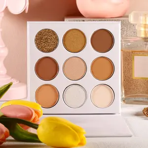 Brown Eyeshadow Palette Nude Natural Matte Shimmer Glitter 9 Colors,Highly Pigmented Waterproof Warm Eye Shadows Pallet, Naked Earth Tones Makeup Palettes, Easy to Blend for Beginners