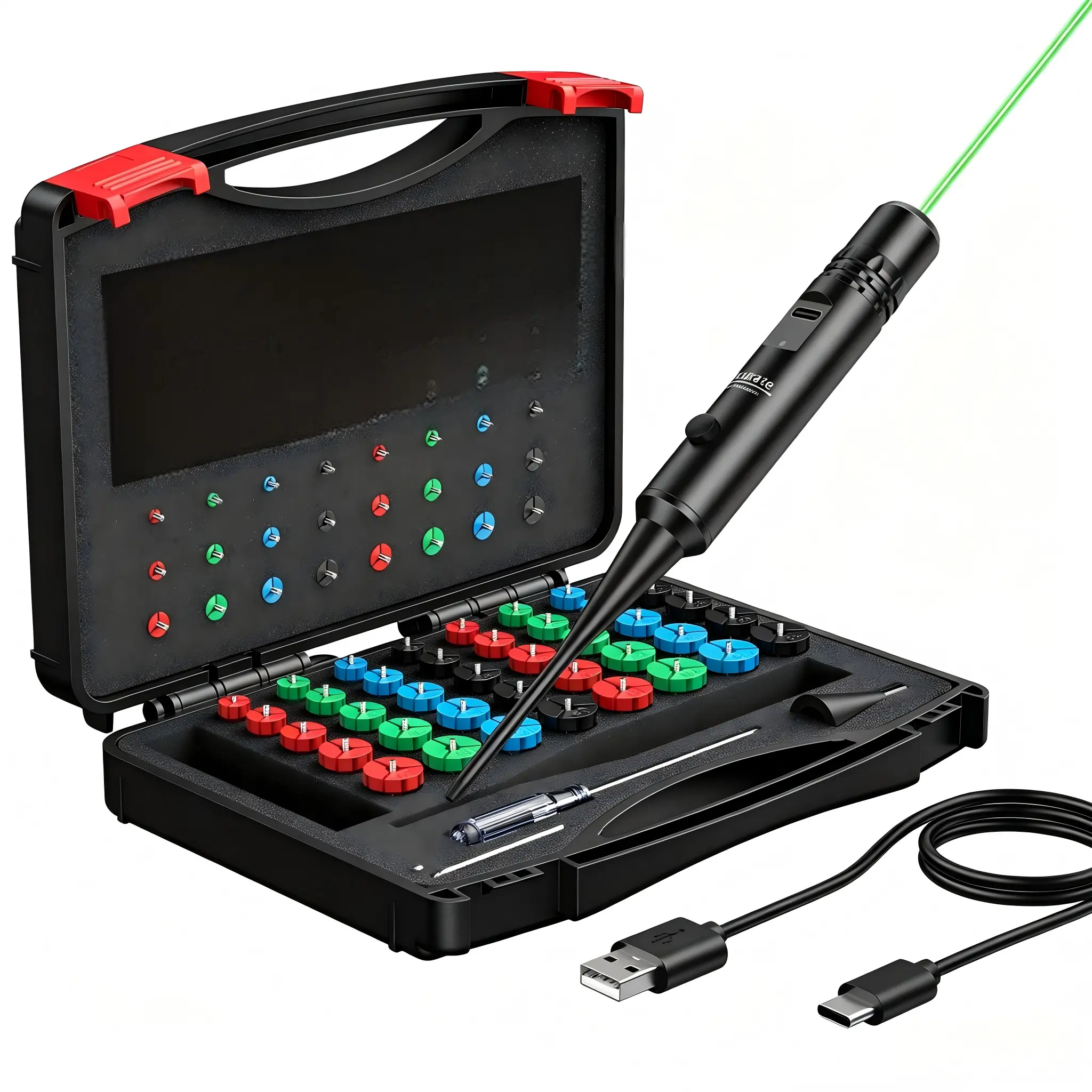 Rechargeable Laser Toolkit with Dual Red & Green Beams for Hunting, Outdoor Sports and Leisure Activities, Green Laser