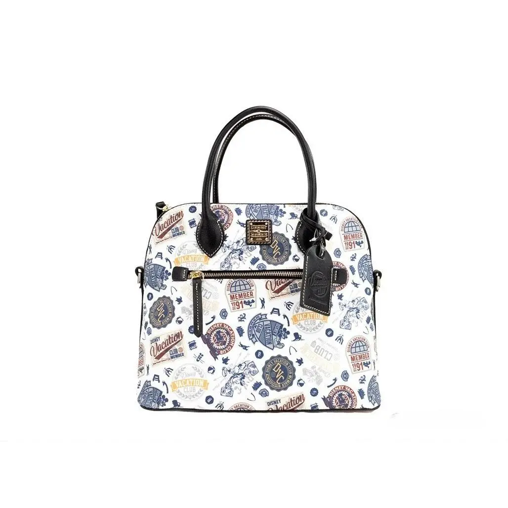 Pre-owned Dooney & Bourke Leather, Cotton Crossbody Bags Vacation Club 2022 Domed Satchel Crossbody Handbag Women's Purse