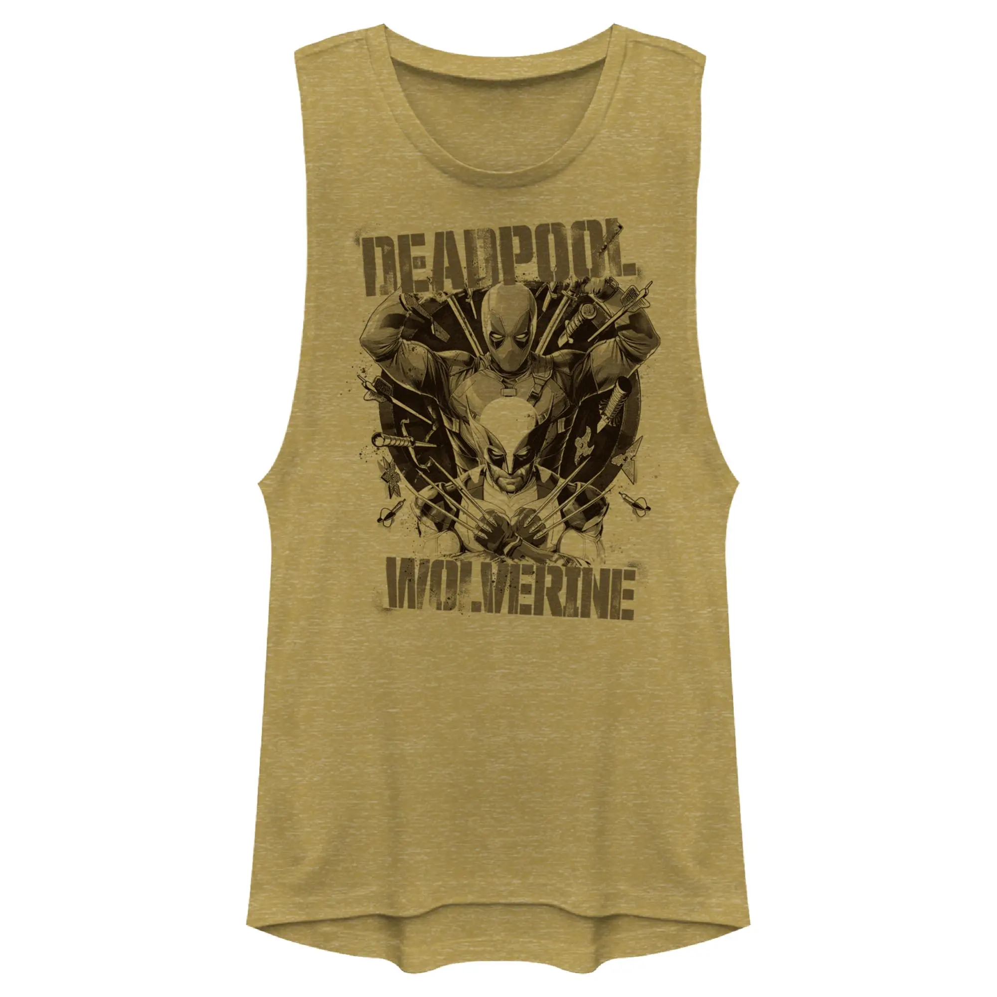 Women's Marvel Deadpool & Wolverine Grayscale Printed Graphic Tank Top - Sleeveless Festival Muscle Tee, Distressed Stylish Casual Womenswear