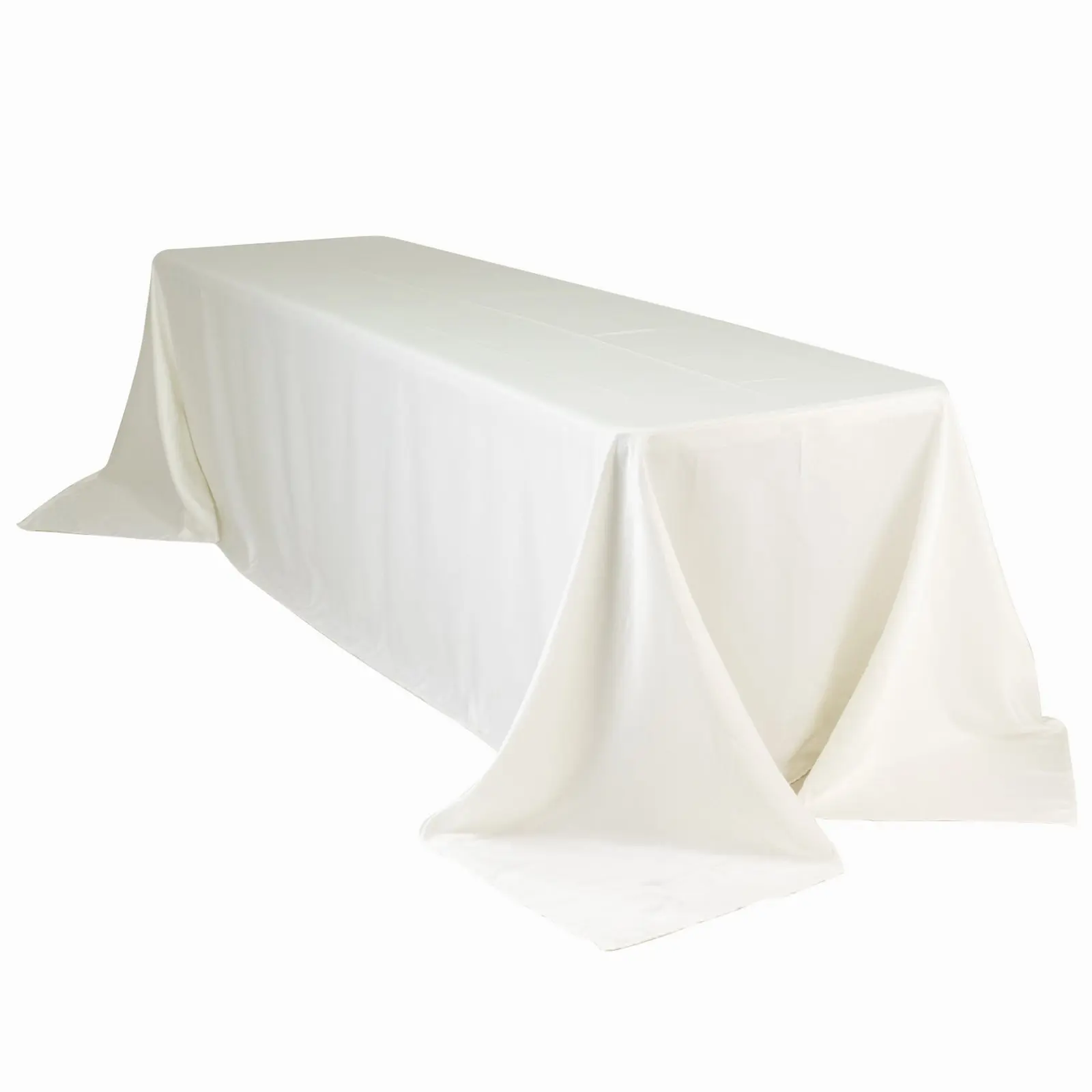 Lamour Satin 90"x156" Rectangle Tablecloth Ivory - Luxurious, Soft Seamless Table Cover, Table Linens, Decoration For Table