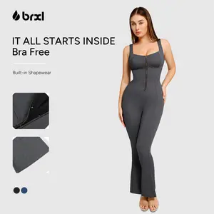 Brxl  By Popilush Shapewear Jumpsuit - Faux Denim Jumpsuit For Women Built In Shapewear Tummy Control Jean Romper Full Bodysuits#Summervibes #beachoutfit