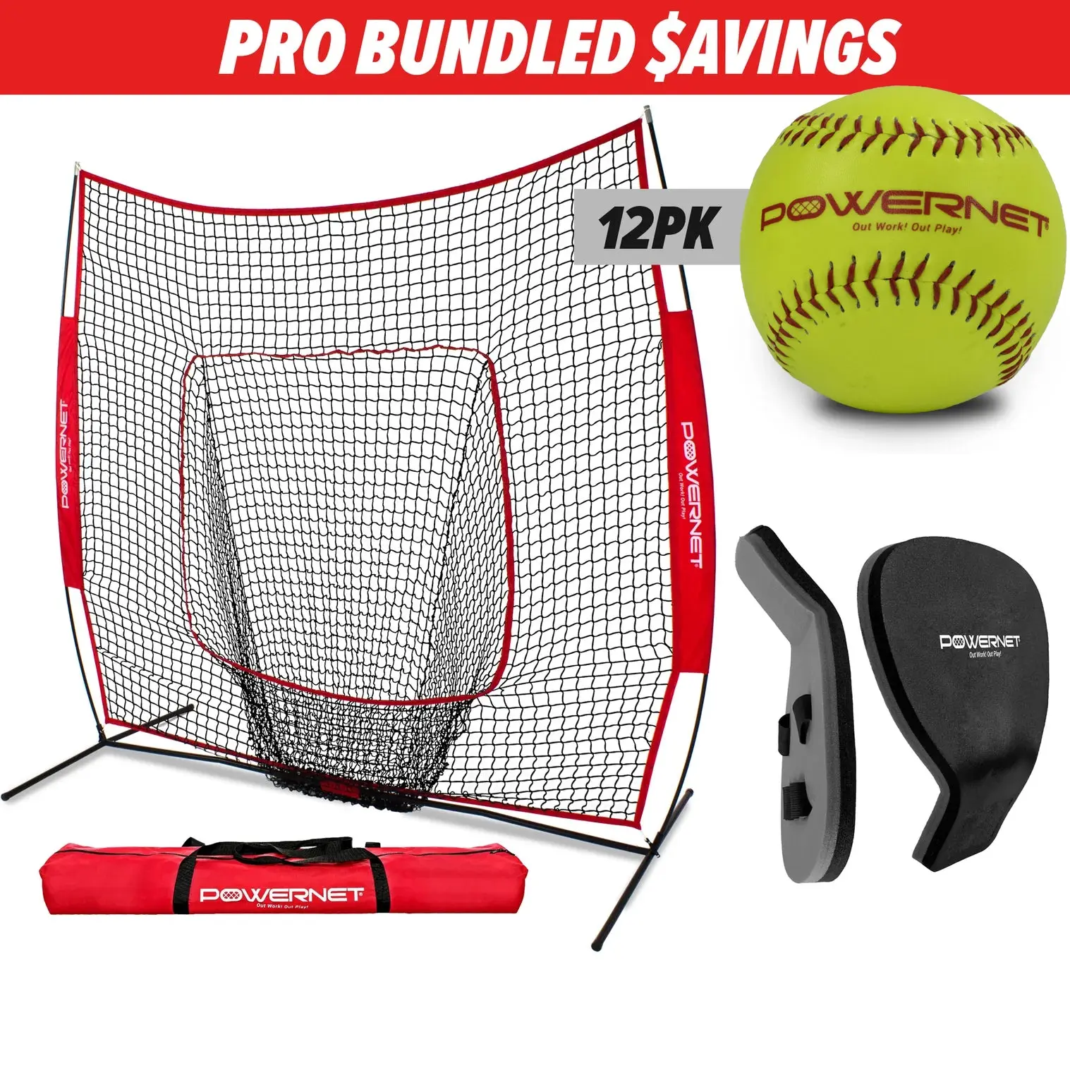 Pro Fielding Bundle | 7x7 Net, Pancake Glove Trainer & Practice Softballs