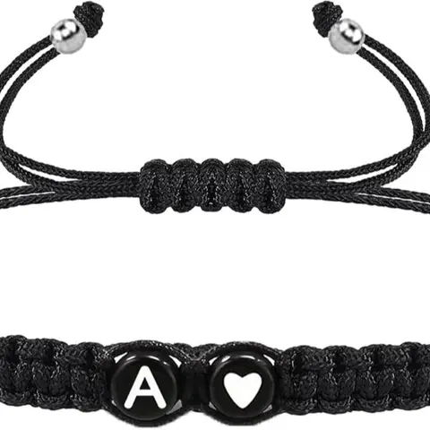 Letter Charm Beaded Matching Bracelet for Couple, Fashion Alphabet Charm Beaded Bracelet As Birthday Gift, Casual New Trendy Promise Bracelets Jewelry for Women & Men