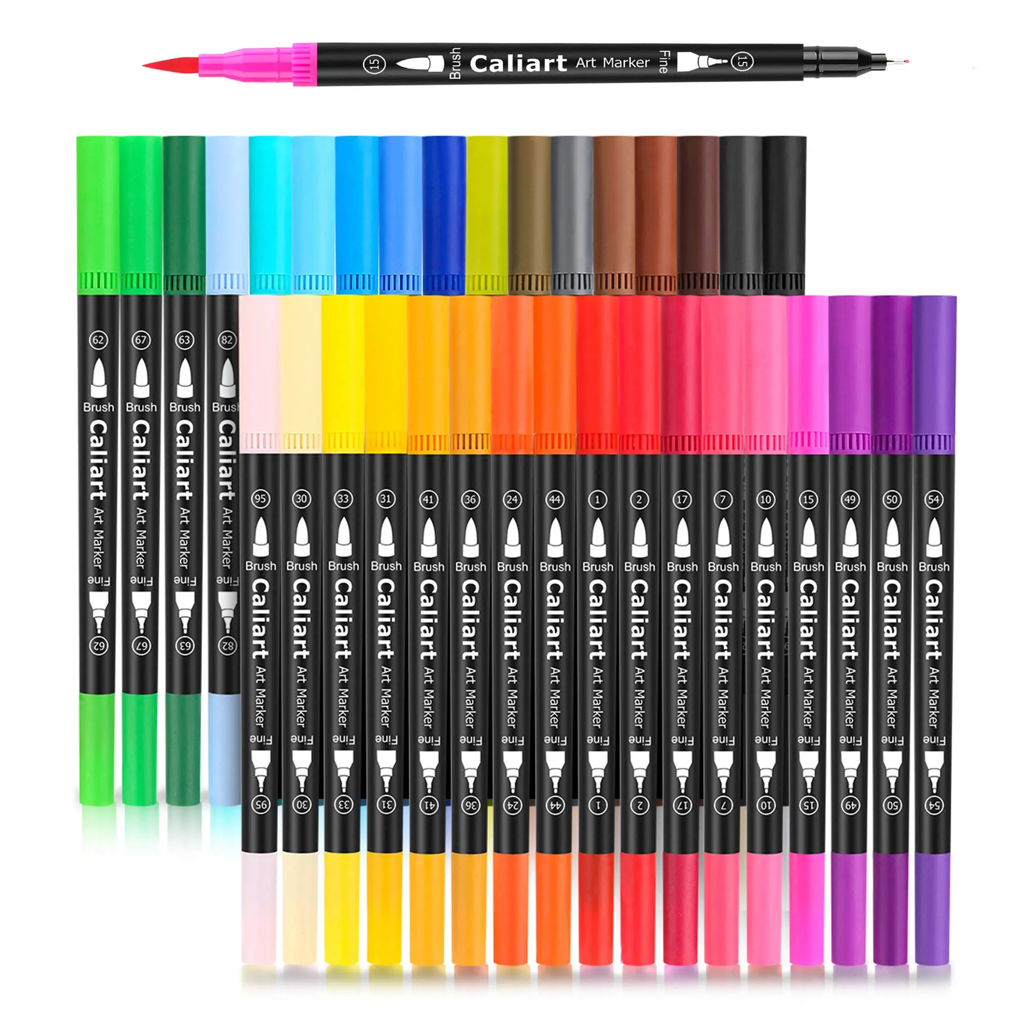 Caliart Official 34/72Colors Double Tip Brush Pens Art Markers Fine & Brush Coloring Markers for Adult Coloring Book Drawing Card Making Journaling Notebook Art Supplies Craft Supplies School Supplies Teacher Gift FS