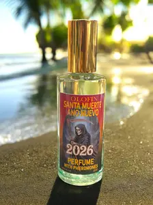 OLOFIN Perfume Glass 2026 New Year Santa Muerte with Pheromones for Enhanced Scent Experience Green Glitter Inside Special Edition Edp Tester