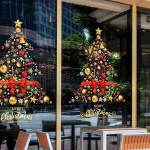 1Pc45Cm*60Cm Christmas Decorative Window Stickers, a Classic Christmas Tree Window Grille, Pvc Electrostatic Stickers, Holiday Glass Door Stickers, Shop Decorations