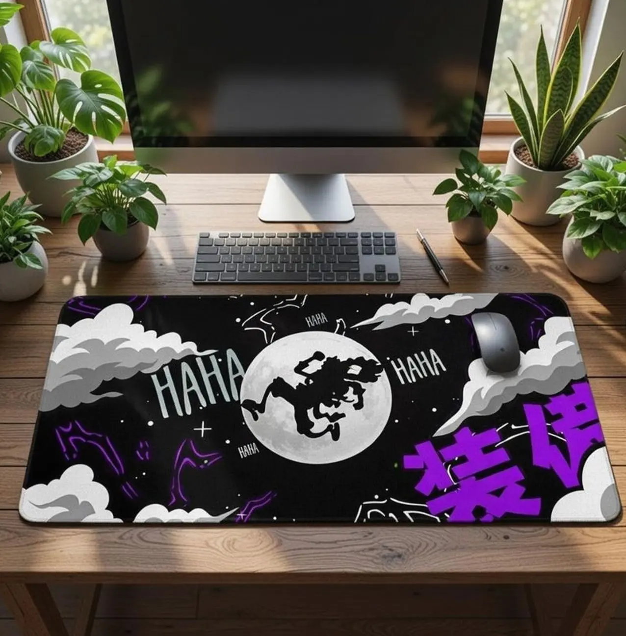 One Pi3c3 LuffI Mouse Pad – Gaming Desk Mat with Anime Inspired Design – Black – White Otaku Mouse Pad for PC Setup – Gaming Enthusiasts