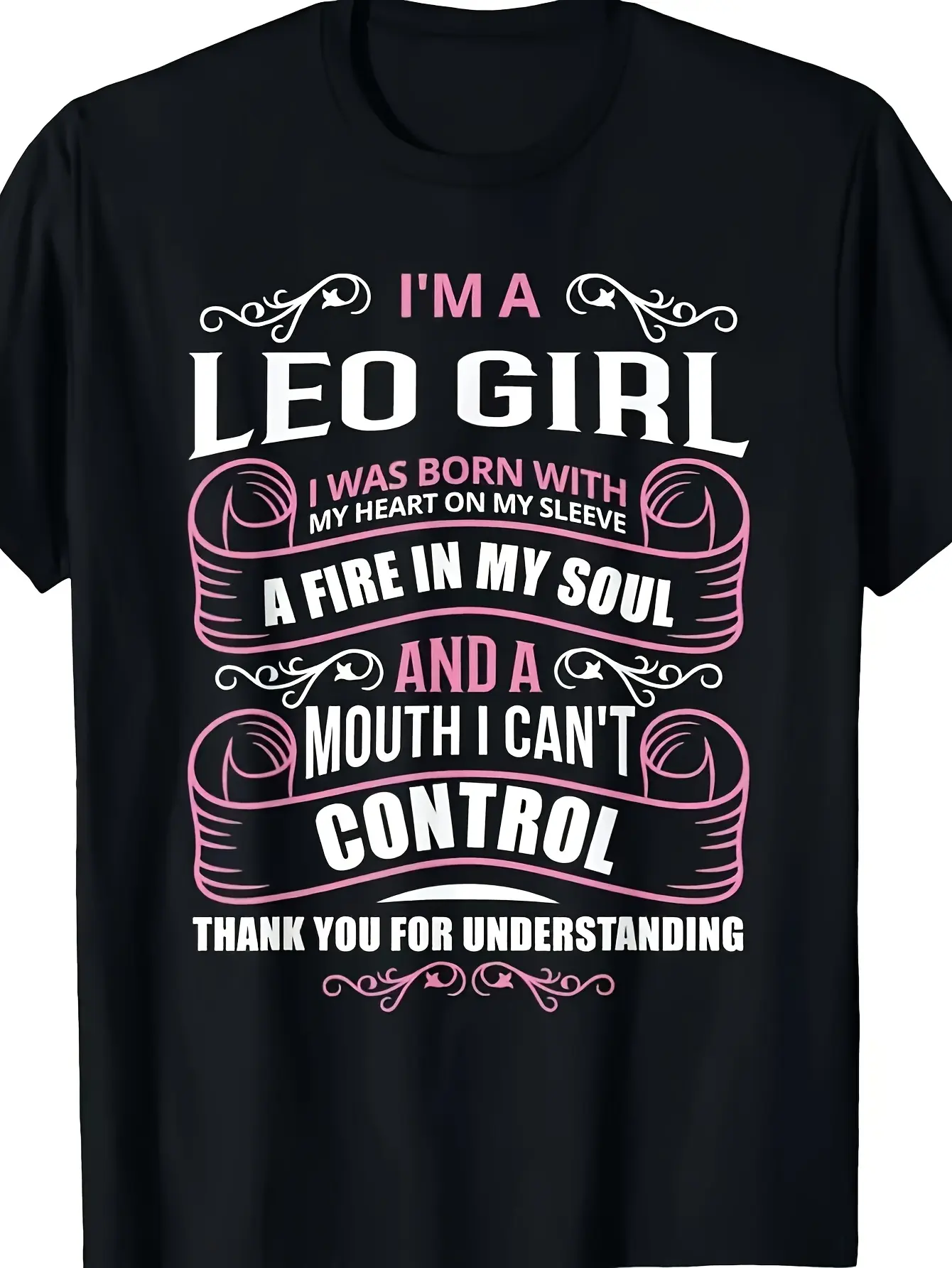 #LeoGirlTee #ZodiacLeoShirt #LeoBirthdayGraphic #AstrologyQuoteTop #LeoWomanPrint #UnisexSoftCottonTshirt #ZodiacGift #VintageScrollTee