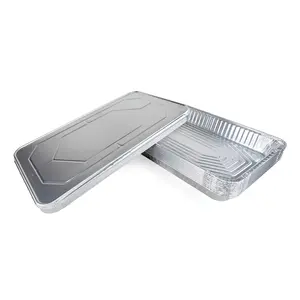 IDL Packaging Full Size Aluminum Steam Table Pans with Lids - Medium, 21" x 13" x 2.25" (pack of 10) - Disposable Foil Pan for Grilling, Roasting, BBQ, Cooking, Baking, Freezing