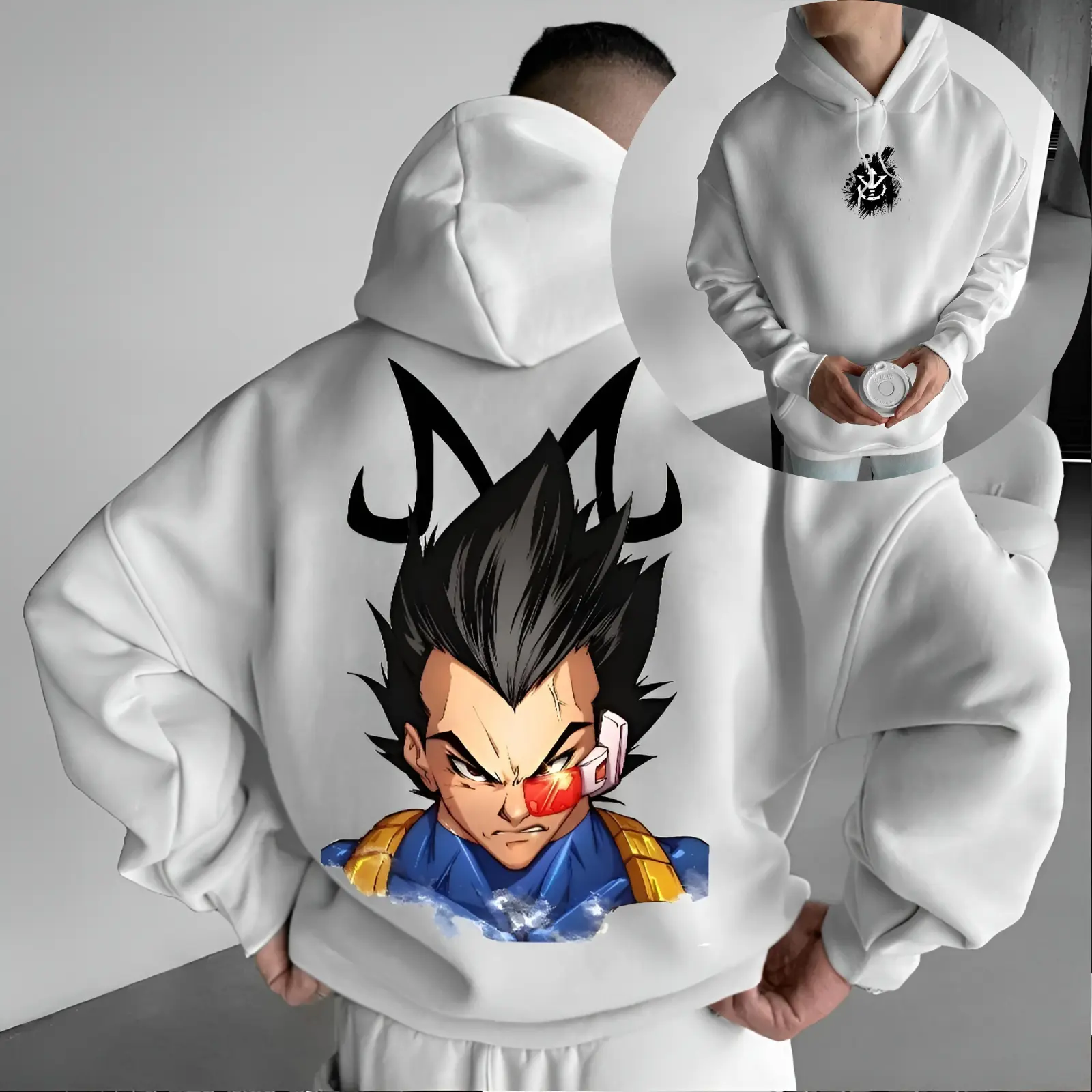 Unisex Vegeta Graphic Print Double Sided Hoodie, Casual Dragon Ball Hoodie, Manga Hoodie For Men, Best Anime Hoodie, Gift For Anime Lovers, Anime Printed Shirt, DB Gift For Fans, Gift For Him, Gift For Her Tops