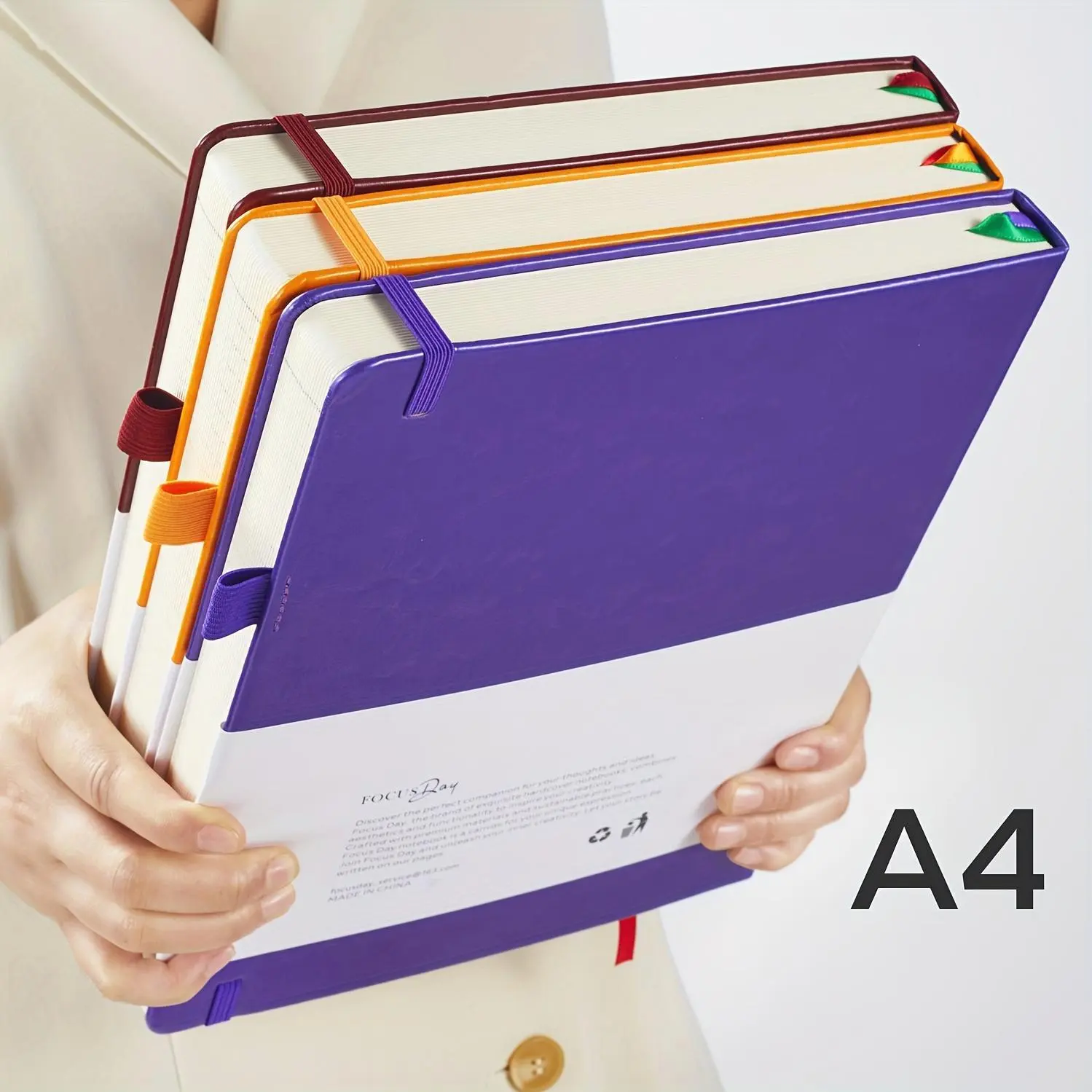 A4 Hardcover Notebook, Large College Ruled Notebook for Women Men, 320 Pages Leather Lined Journal Notebook for Work School Study Writing Business, 100GSM Thick Paper, 8.5" X 11", School Supplies