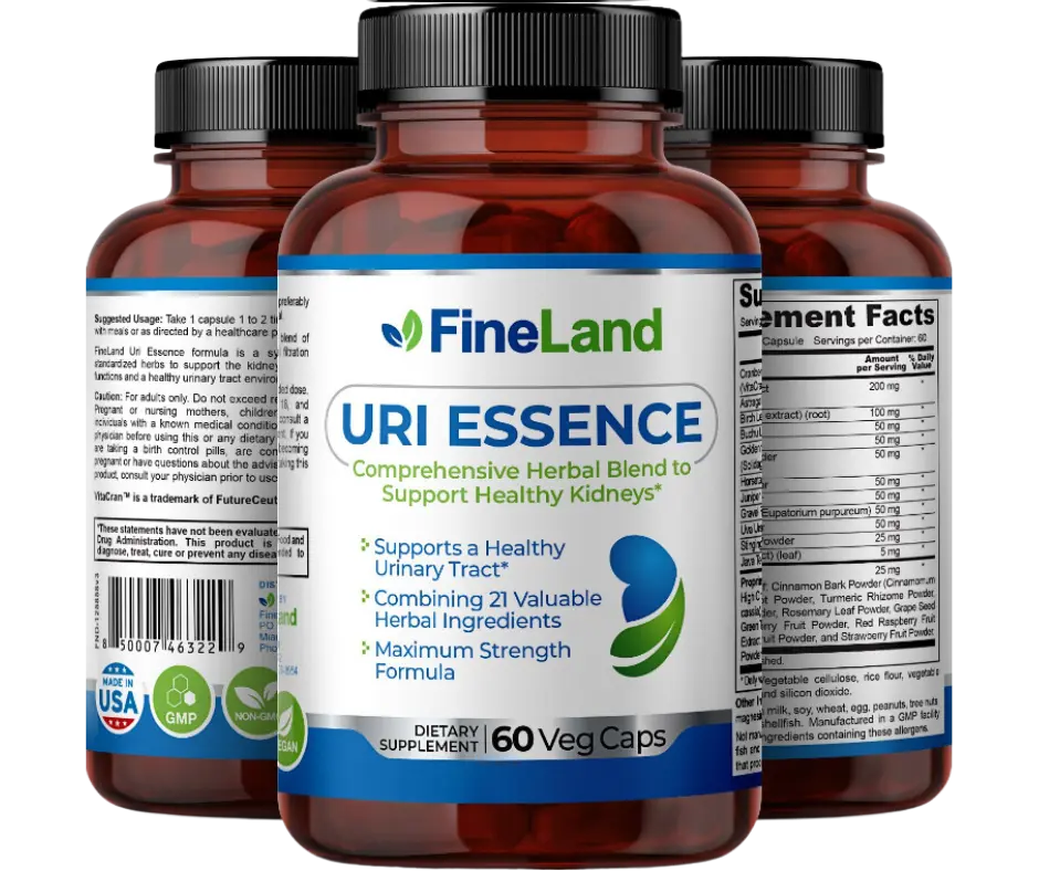 FineLand URI ESSENCE Supports a Healthy Urinary Tract, Comprehensive Herbal Blend to Support Healthy Kidneys, Maximum Strength Formula Healthcare Fitness