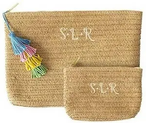 Cathy's Concepts Personalized Straw Clutch Set with Tassel