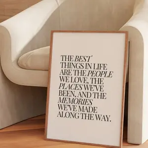 Best Things in Life Quote Modern Trendy Typography Poster Apartment Home Decor Budget Friendly Makeover Art No Frame