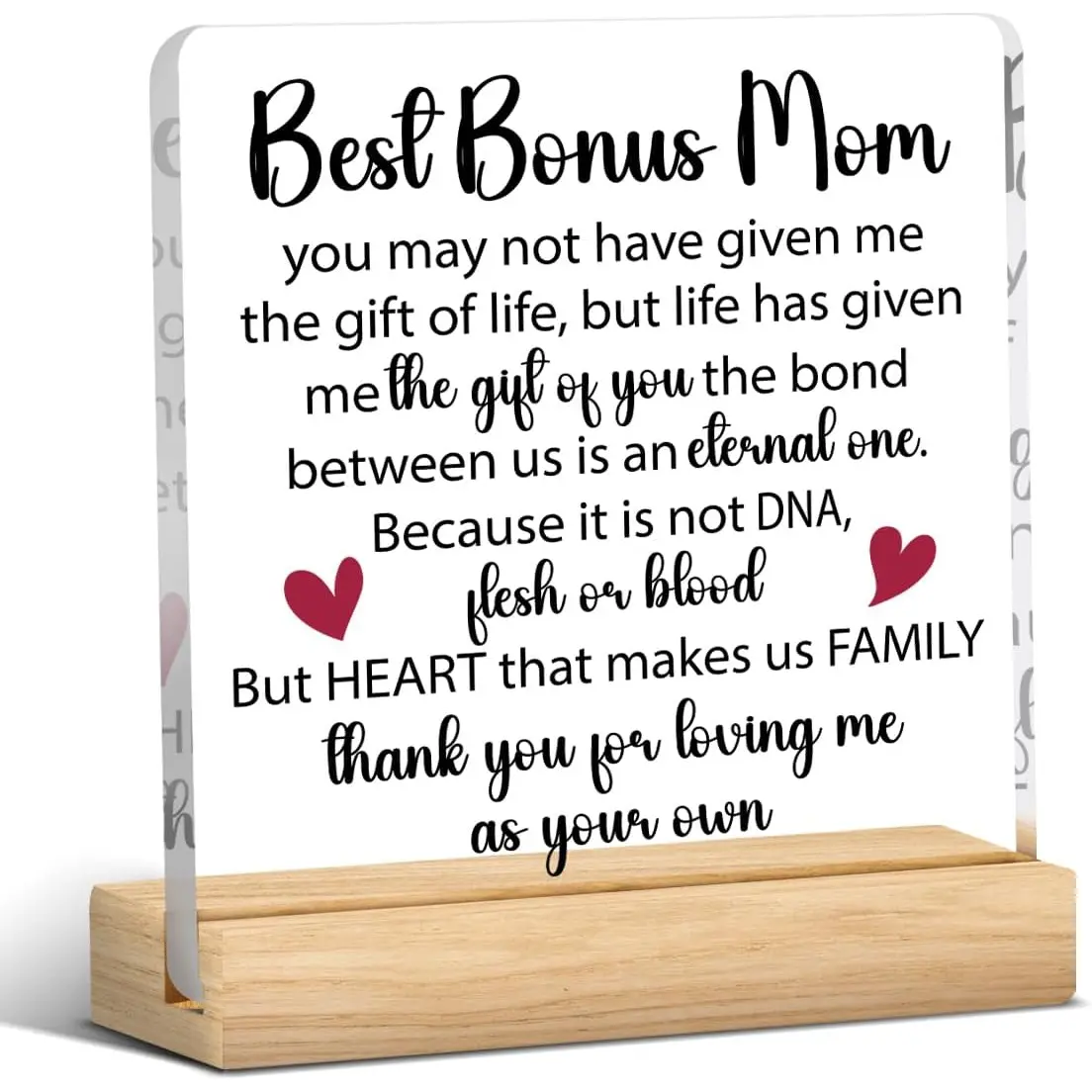 Bonus Mom Gifts from Daughter Son, Christmas Gifts for Stepped Up Mom, Best Mothers Day Birthday Valentines Gift for Stepmom Mother Acrylic Decor 4 x 4 inches