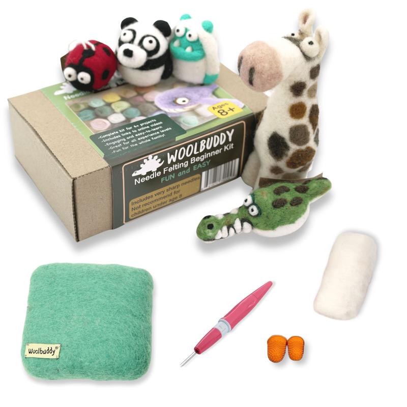 Beginner Needle Felting Kit – Woolbuddy Wool Roving Craft Set for DIY Felt Creations