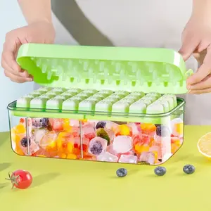PF-2023 Hot Selling Home Freezer Ice Cube Mold, Refrigerator Ice Cube Tray with Cover, Soft Silicone Squeeze Tray, 3 Layers, 108 Grids