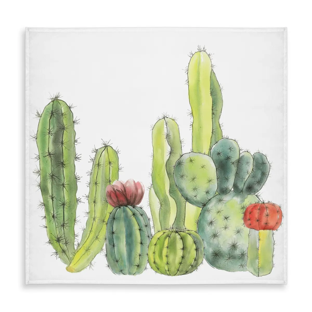 360 Stand C1TC5858CRYSD1 58x58 in. Botanical Green Cactus Print Small Tablecloth - Indoor, Outdoor Furniture Table Decor, Garden Theme Tablecloths, Indoor-Outdoor Tablecloths