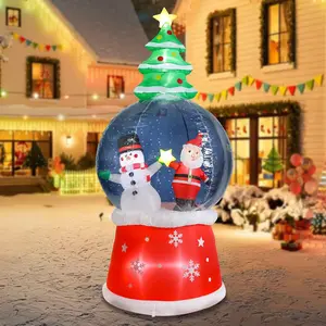 Inflatable Snow Globe-Christmas Inflatable Outdoor Decoration - 7.68 FT Snowglobe Inflatable Outdoor with Snowman and Santa Inside Lighted Blow Up Inflatables for Garden Yard Outside Decor