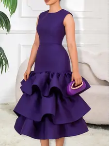 Sleeveless Fit & Flare Pleated Dress, Perfect for Formal Cocktail Parties and Special Occasions, Elegant Evening Wear