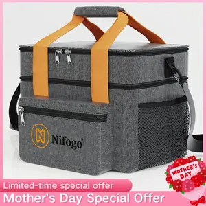 Nifogo Insulated Lunch Bag for Women Men Reusable Lunch Box with Adjustable Shoulder Strap Leakproof Cooler Tote Bag Organizer for Office Picnic Hiking Beach Black
