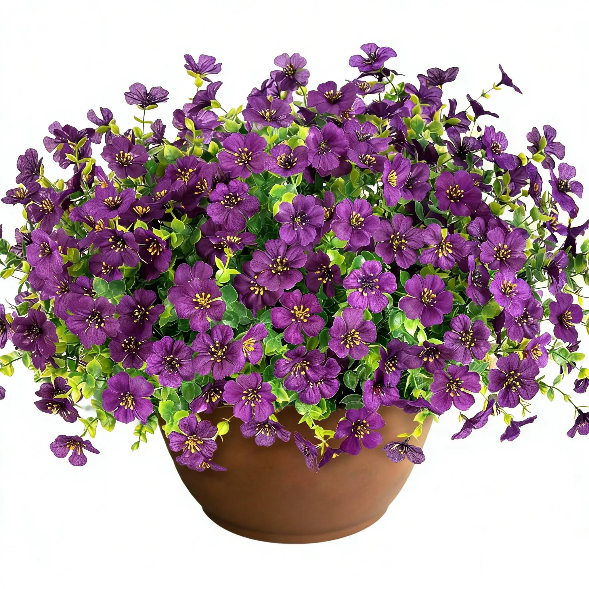10 Bundles Decorative Artificial Fall Faux Silk Mums, Daisy-Like UV Resistant Fake Flowers with Faux Silk Realism for Outdoor Autumn Home Porch Patio Planter Decor, Dark Purple