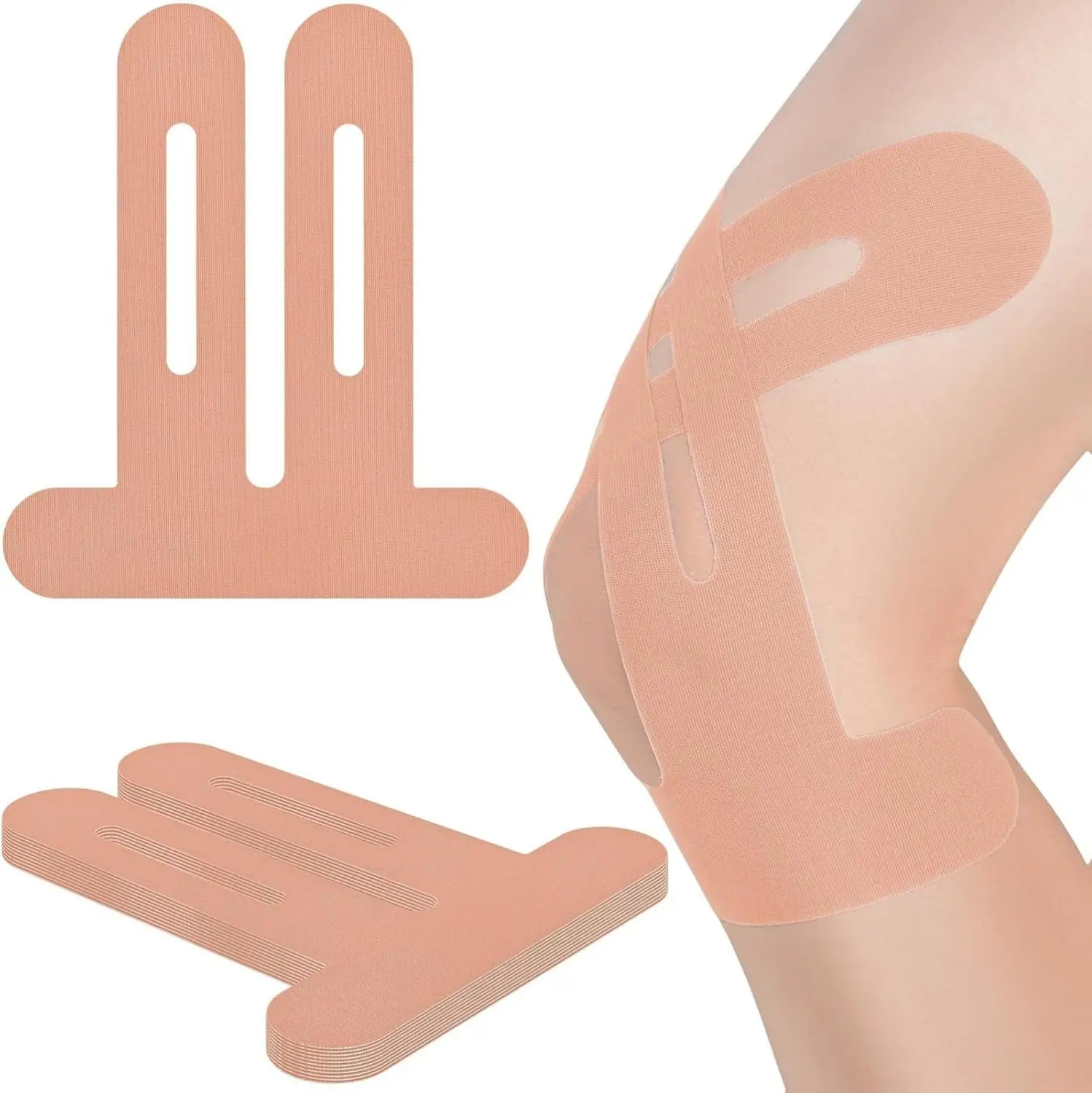 Kinesiology Tape for Knees, 10 Count Knee Tape for Knee Pain Relief Pre Cut, Latex Free Knee Tape, Support Muscles and Joints, Knee Kinesiology Tape Pre Cut, Waterproof and Elastic (Flesh Color)