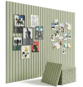 Aothia 12-Pack Felt Bulletin Board Tiles 48"x36", Modular Pin Board for Smooth Walls, Cork Board Alternative for Notes & Photos, 0.35" Thick, 70 Adhesive Tabs & 40 Pins, Sage Green