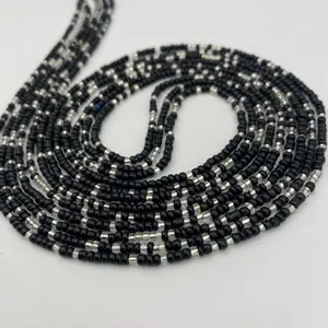 TikTok Black & Silver Waist Beads – Tie-On African Waist Beads – Body Jewelry – Plus Size Friendly (45”-50”) – Add to Cart, Buy Now – Price Per Waist Bead