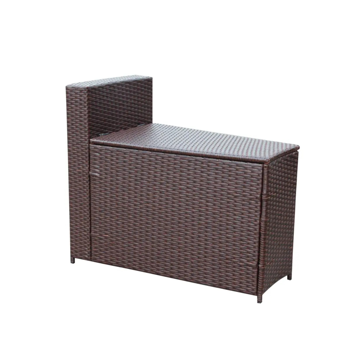 Jeco W00502-ST Modern PE/Resin Rattan Wicker Outdoor Side Table, Heavy Gauge Iron Frame, Cartagena Curved Modular Sectional Garden Storage Table, Outdoor Safe Tables