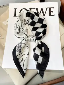 Fashionable Chessboard Pattern Colorblock Scarf Wrap, Professional Neck Warmer for Travel & Dates, Stylish Accessory for Casual Wear