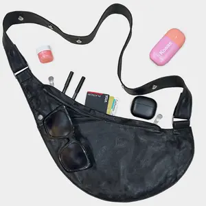 Black Leather Half Sash Bag- do not use