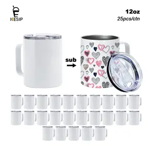 ICESIP 25pcs/ctn 10oz sublimation coffee mug Lowball with handle,Stainless steel cup for lecd coffee juice Cocktail DIY Party gift Portable Drinkware Flasks Tumbler Reusable for Custom Gifts for Corporate Events, Sports & Weddings