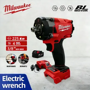 Milwaukee 225Nm Brushless Cordless Impact Wrench 3/8 Inch Drive With Compact Design and 18V Lithium Battery Compatibility for Automotive Repair, Equipment Maintenance and Mechanical Fastening Applications
