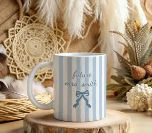Personalized Future Mrs. Mug, Custom Engaged Mug, Bride to Be Gift, Stripped Coffee Mug, Bridal Shower Gift, Engagement Gift Mug, Bride Mug