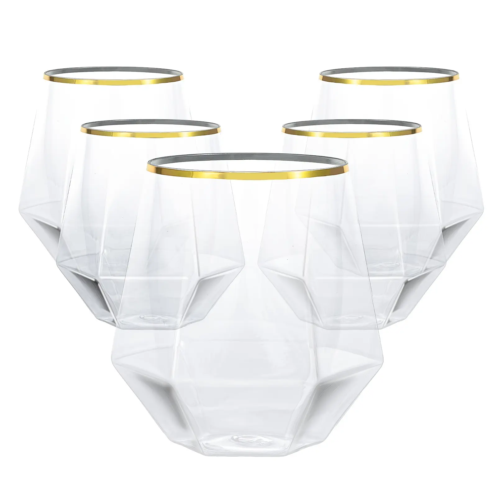 12 Oz Disposable Plastic Beverage Glasses, Diamond Stemless Design for Cocktail, Wine and Whiskey, 48 Pack for Wedding, Birthday, Outdoor Summer Patio Gatherings, Christmas Halloween Party Favors & Gift