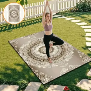 Vintage Court Style Anti-Slip Yoga Mat, Natural Rubber Shock Absorbing Fitness Pad, Home Pilates Training Mat, Suitable for Beginners & Advanced Users