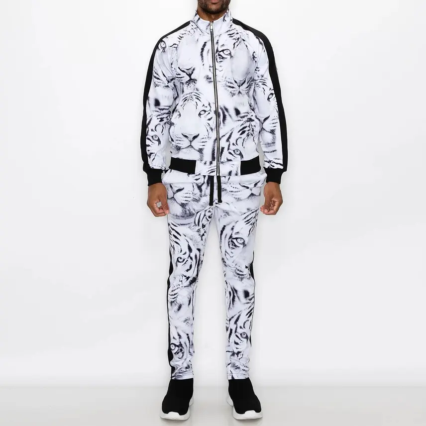 Men's Untamed Ferocious White Tiger White/Black Tracksuit