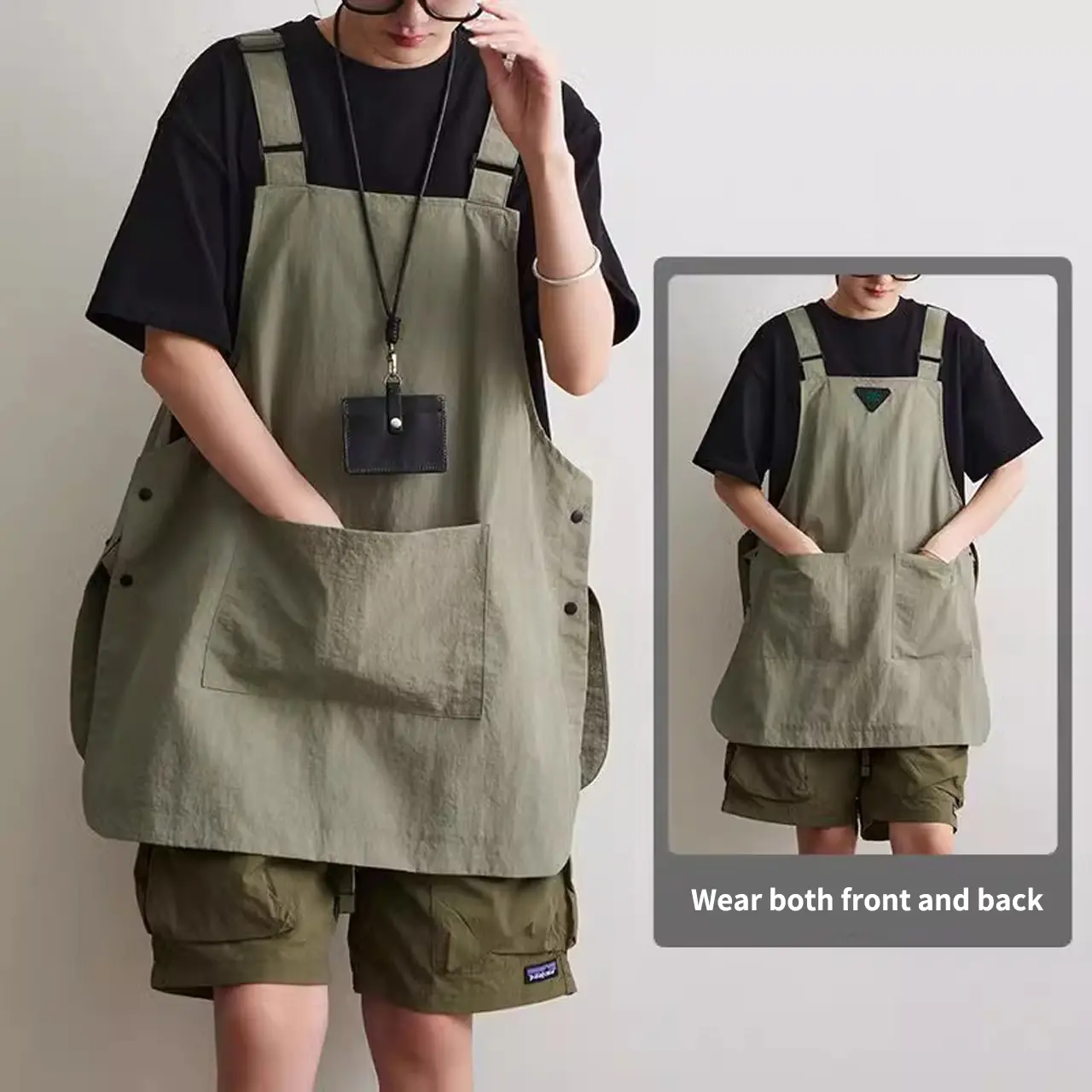 Japanese Waterproof Apron, Unisex Kitchen & Coffee Shop Workwear, Dual-Sided Design, Aprons with Pockets, Pockets for Storage, Back-To-School Season Essential, Kitchen Cooking Aprons, Waterproof Aprons for Dishwashing