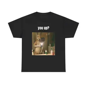 [100% Cotton] [Funny T-shirt]Funny Kangaroo Selfie Graphic T-Shirt – Cute Animal Meme Tee, Humorous Parody Style Unisex Cotton Casual Top, Vintage Streetwear Graphic Shirt, Trendy Viral Gift for Men Women Friends College Humor Tee