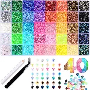 2026 Upgraded 28/40-Color Resin Jelly Rhinestone Decoration Set, Containing 30000 Flat-Bottomed Artificial Gemstones, Paired with Applicator And Tweezers, Suitable for Crafting Book Shoes Nail Art