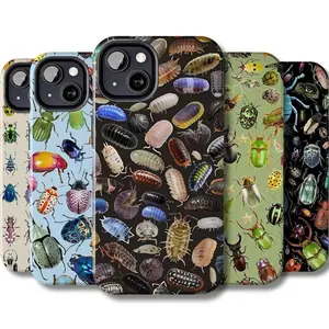 Insect beetle phone case, Colorful bugs iPhone case for iphone 17 promax case air 16 plus 15 promax 14 pro 13max 12 11 Samsung S25 EDGE S24 S23 S22 S21 NOTE 20 Ultra Fe Protection Smartphone, Goblincore fairycore, Isopods nature alternative