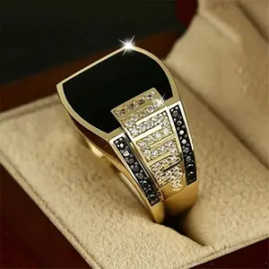 1pc Shiny Alloy Decorative Ring with Synthetic Zirconia, Ideal for Men's Daily Use