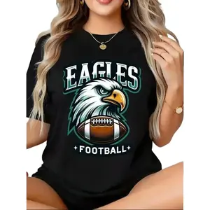 【Viral TikTok Shirt】【Game Day Shirt】Eagle Football Graphic T-Shirt Vintage Sports Fan Tee Unisex Cotton Crew Neck Shirt Casual Game Day Streetwear Top Athletic Outfit Gift for Men Women Football Lovers