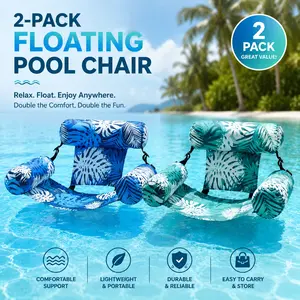2 Pack Inflatable Pool Floating Chair with Back Support, Adult Multi-use Water Hammock Seat Set, Lightweight Water Lounger for Lake Seaside Summer Water Leisure