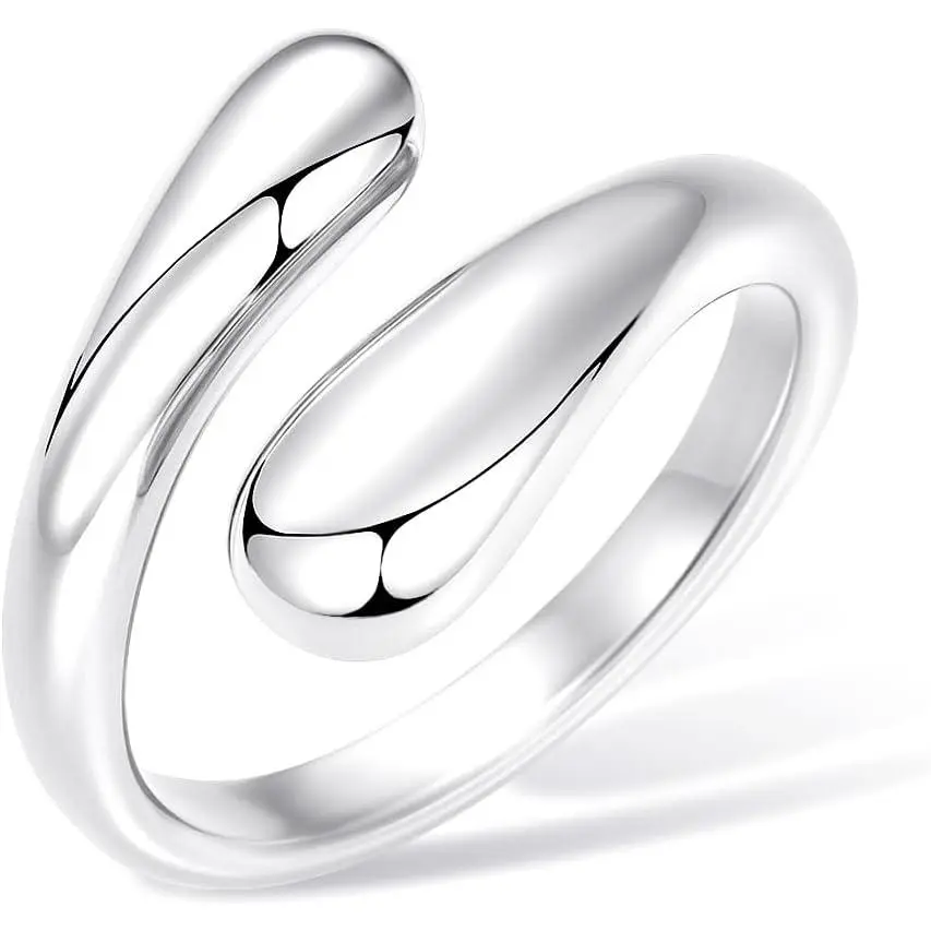 Women's Non-Tarnish Gold Fashion Dome Design Pinky Rings - Adjustable Twisted Bands, Mixed Metal Statement Stacking Rings, Female Everyday Wear, Size 3-13; Men's Eternity Wedding Band