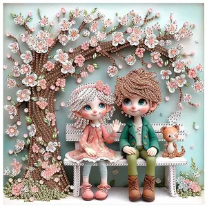 Cartoon Couple Pattern Diamond Arts Colorful Painting Kit without Frame, 5D Special Shape Diamond Arts Crafts Kit for Beginners, DIY Home Decorations, Diamond Painting Kits