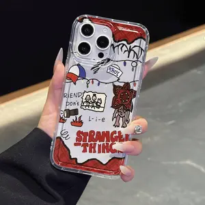Transparent Shockproof Phone Case for Apple & Samsung, Stranger Things Pattern, Fits Air 17 Pro Max Plus 15 14 13 12 11 X XR